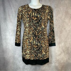 Vintage Cache Dress Silk Animal Print Bodycon Sequins Long Sleeves SZ 10